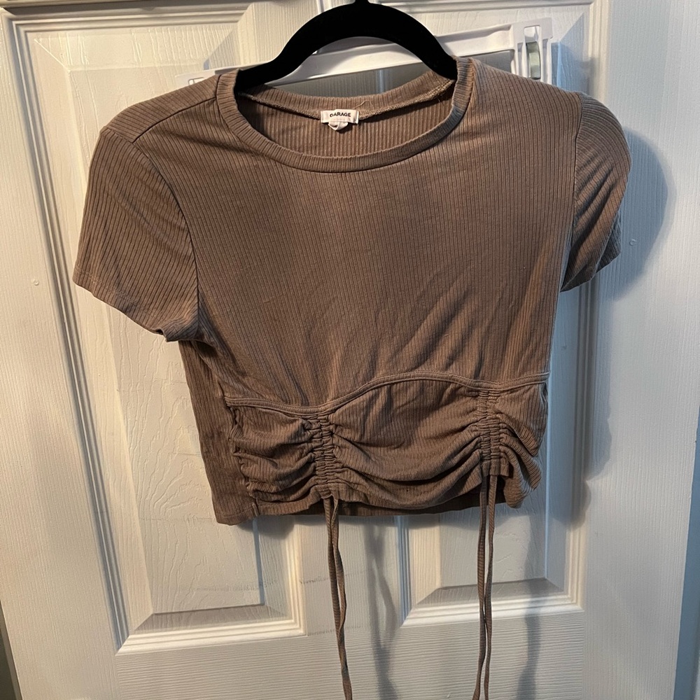 Brown Ruched Crop Top